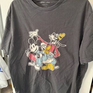 American Eagle Disney Charcoal Tee with Mickey, Donald, and Goofy